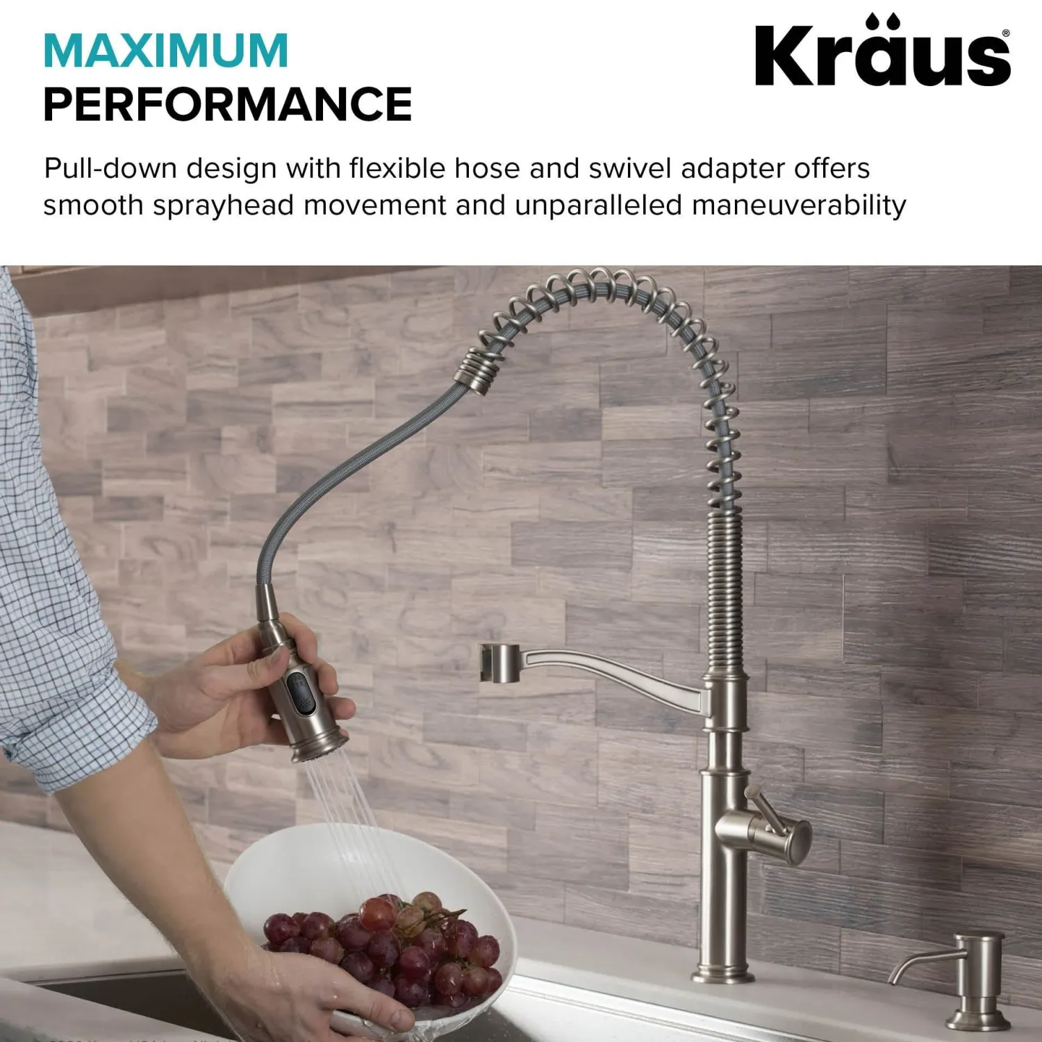 Outlet Sellette Commercial Style Pull-Down Kitchen Faucet in Spot Free Stainless Steel Single Hole