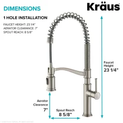 Outlet Sellette Commercial Style Pull-Down Kitchen Faucet in Spot Free Stainless Steel Single Hole
