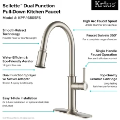 Hot Sellette Single Handle Pull Down Kitchen Faucet with Dual Function Sprayhead in Spot Free all-Brite Stainless Steel Single Hole