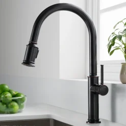 New Sellette Single Handle Pull Down Kitchen Faucet with Deck Plate and Soap Dispenser in Oil Rubbed Bronze Single Hole