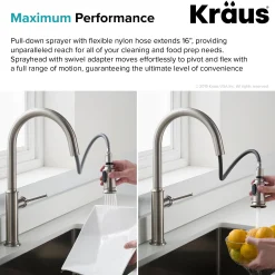 Sale Sellette Single Handle Pull Down Kitchen Faucet with Deck Plate and Soap Dispenser in Spot Free Stainless Steel Single Hole