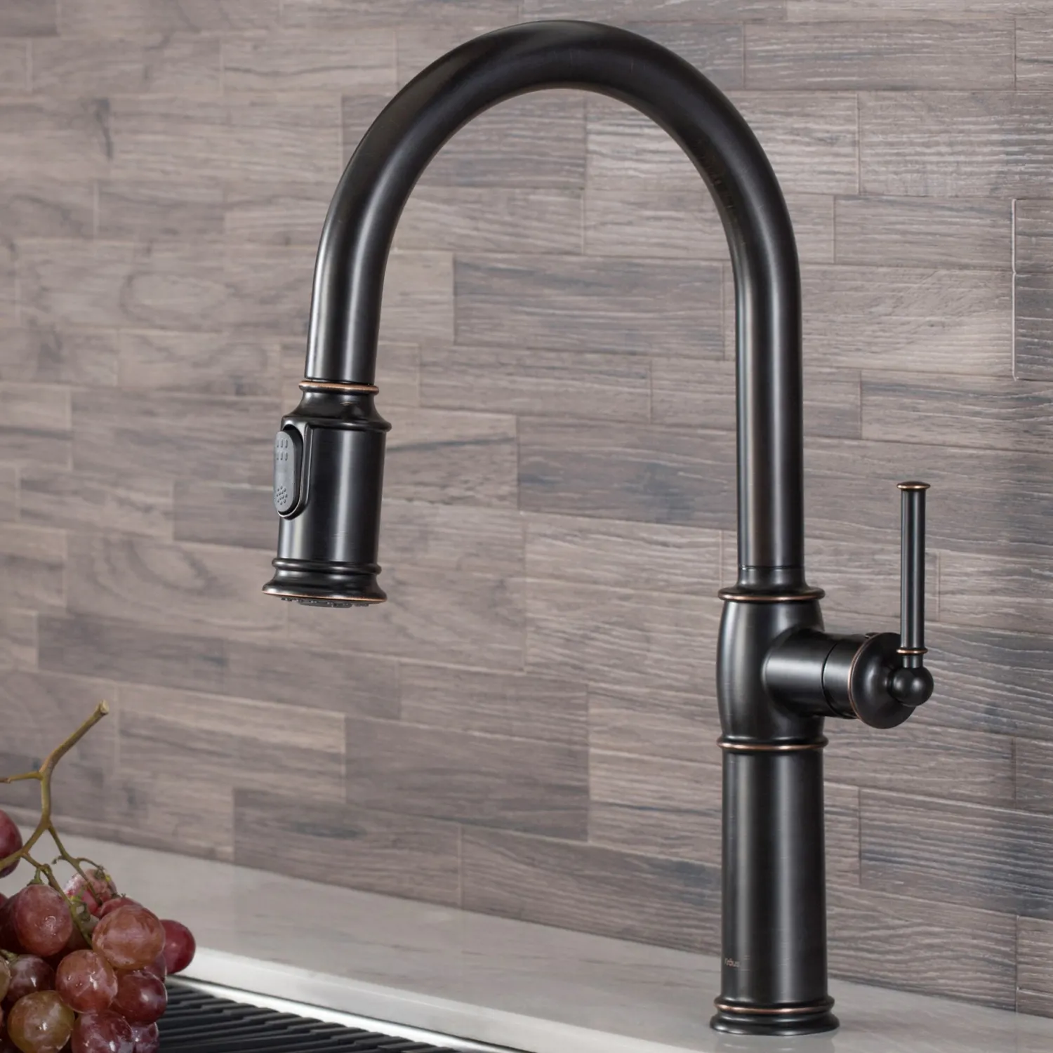 Online Sellette Traditional Single Handle Pull-Down Kitchen Faucet in Oil Rubbed Bronze Single Hole