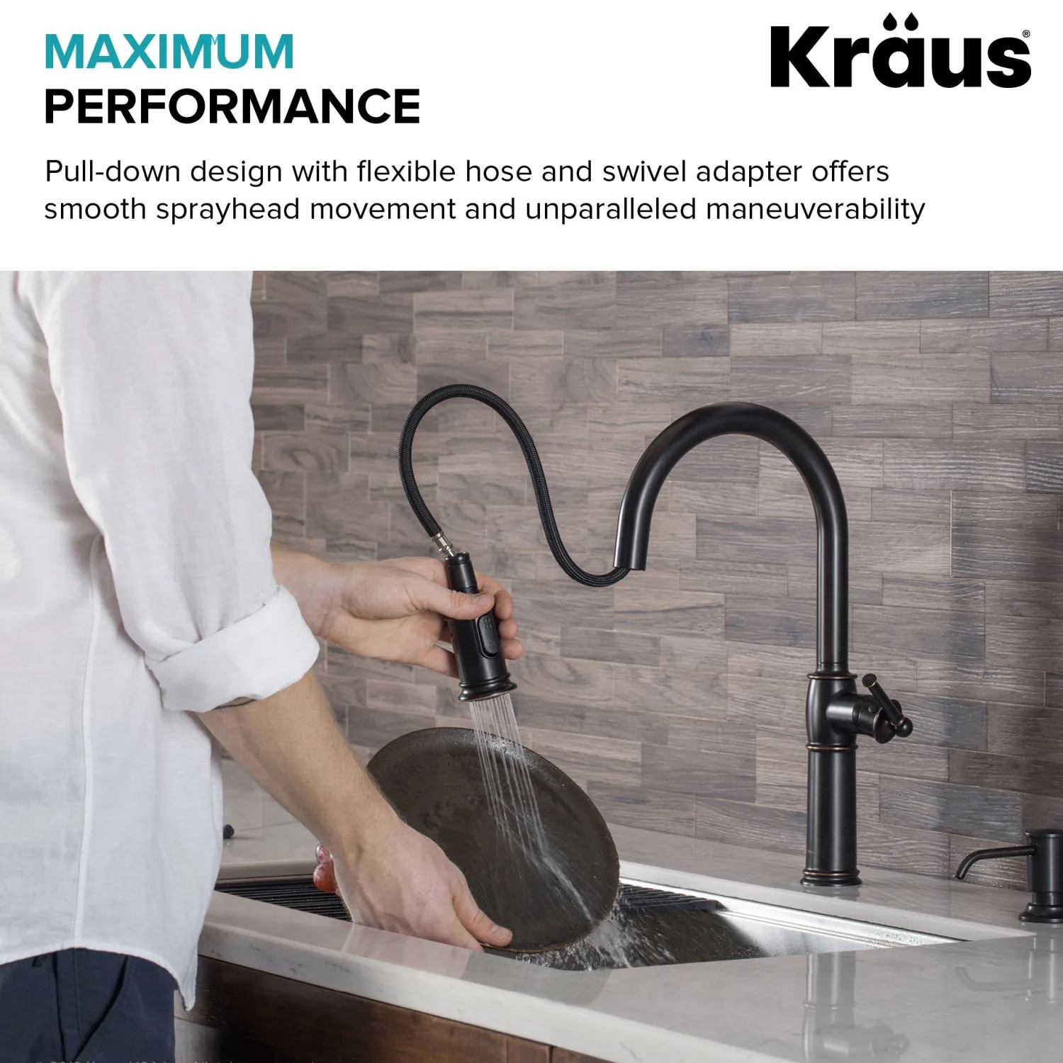 Online Sellette Traditional Single Handle Pull-Down Kitchen Faucet in Oil Rubbed Bronze Single Hole