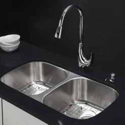 Discount Single-Handle High Arch Kitchen Faucet with Pull Down Dual-Function Sprayer in Chrome Single Hole