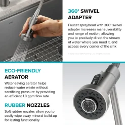 Hot Single Handle Kitchen Faucet with Integrated Dispenser for Water Filtration in Spot-Free Stainless Steel & Matte Black Single Hole|Water Filter Faucets