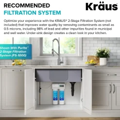 Hot Single Handle Kitchen Faucet with Integrated Dispenser for Water Filtration in Spot-Free Stainless Steel & Matte Black Single Hole|Water Filter Faucets