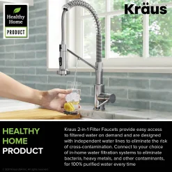 Best Single Handle Kitchen Faucet with Integrated Dispenser for Water Filtration in Chrome Single Hole|Water Filter Faucets