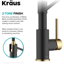 Clearance Single Handle Kitchen Faucet with Integrated Dispenser for Water Filtration in Brushed Brass & Matte Black Single Hole|Water Filter Faucets