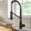Single Handle Kitchen Faucet with Integrated Dispenser for Water Filtration in Matte Black Single Hole|Water Filter Faucets