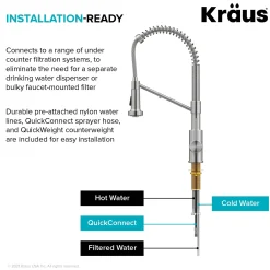 Single Handle Kitchen Faucet with Integrated Dispenser for Water Filtration in Matte Black Single Hole|Water Filter Faucets