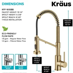 Best Single Handle Kitchen Faucet with Integrated Dispenser for Water Filtration in Brushed Brass Single Hole|Water Filter Faucets