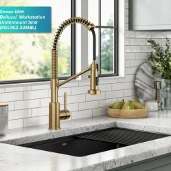 Best Single Handle Kitchen Faucet with Integrated Dispenser for Water Filtration in Brushed Brass Single Hole|Water Filter Faucets