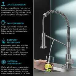Best Single Handle Kitchen Faucet with Integrated Dispenser for Water Filtration in Brushed Brass Single Hole|Water Filter Faucets