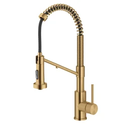 Best Single Handle Kitchen Faucet with Integrated Dispenser for Water Filtration in Brushed Brass Single Hole|Water Filter Faucets