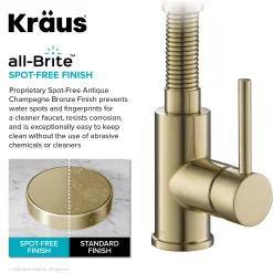 Sale Single Handle Kitchen Faucet with Integrated Dispenser for Water Filtration in Spot Free Antique Champagne Bronze Single Hole|Water Filter Faucets