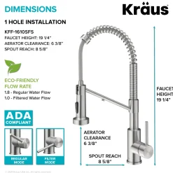 Sale Single Handle Kitchen Faucet with Integrated Dispenser for Water Filtration in Spot Free Stainless Steel Single Hole|Water Filter Faucets
