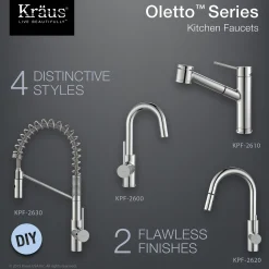 Spot Free Oletto Single Handle Kitchen Bar Faucet in all-Brite Stainless Steel Finish Bar Faucets