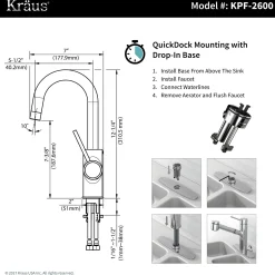 Spot Free Oletto Single Handle Kitchen Bar Faucet in all-Brite Stainless Steel Finish Bar Faucets