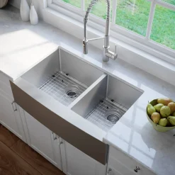 Hot Standart PRO 33" 16 Gauge 60/40 Double Bowl Stainless Steel Farmhouse Kitchen Sink Stainless Steel Sinks|Double Bowl Sinks