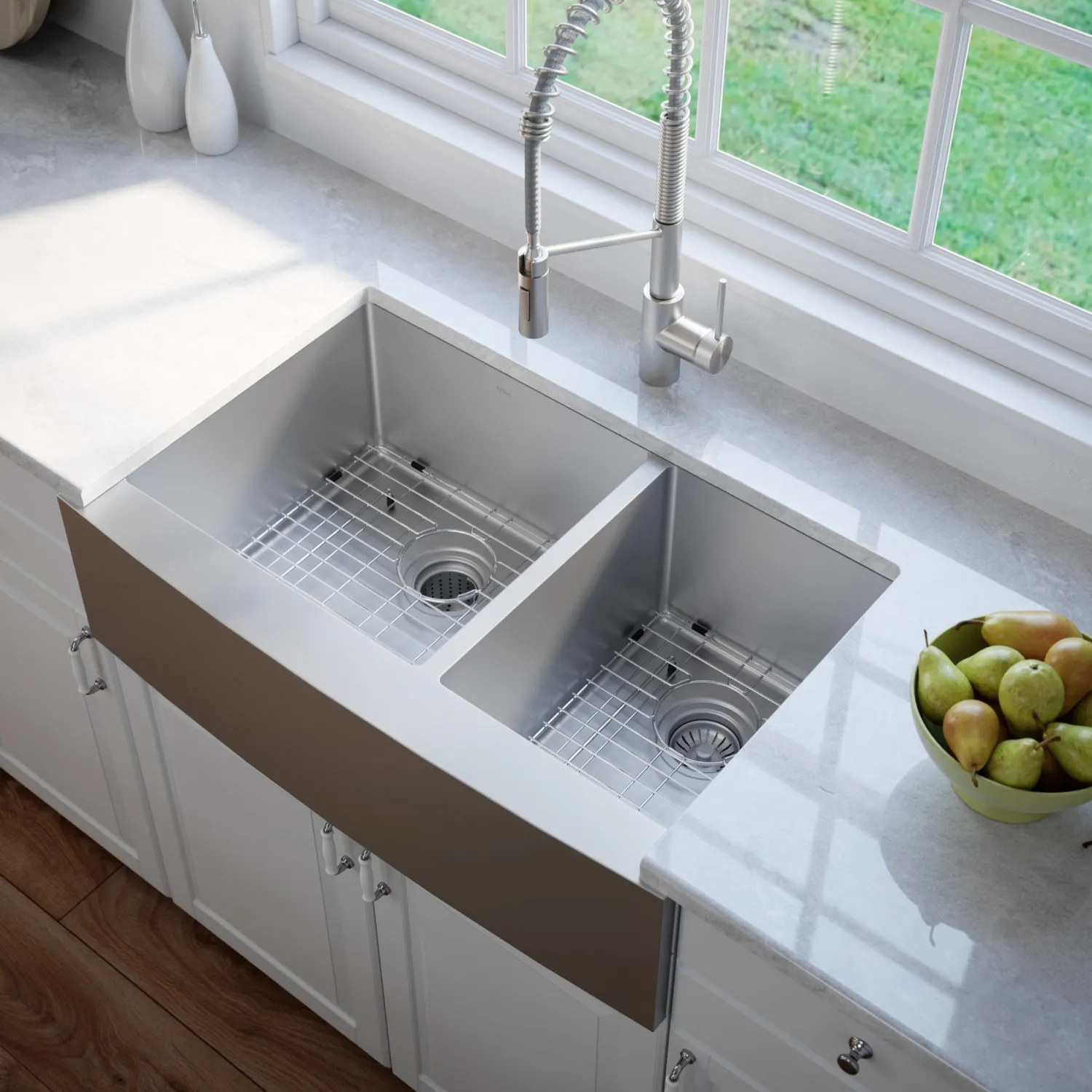 Hot Standart PRO 33" 16 Gauge 60/40 Double Bowl Stainless Steel Farmhouse Kitchen Sink Stainless Steel Sinks|Double Bowl Sinks