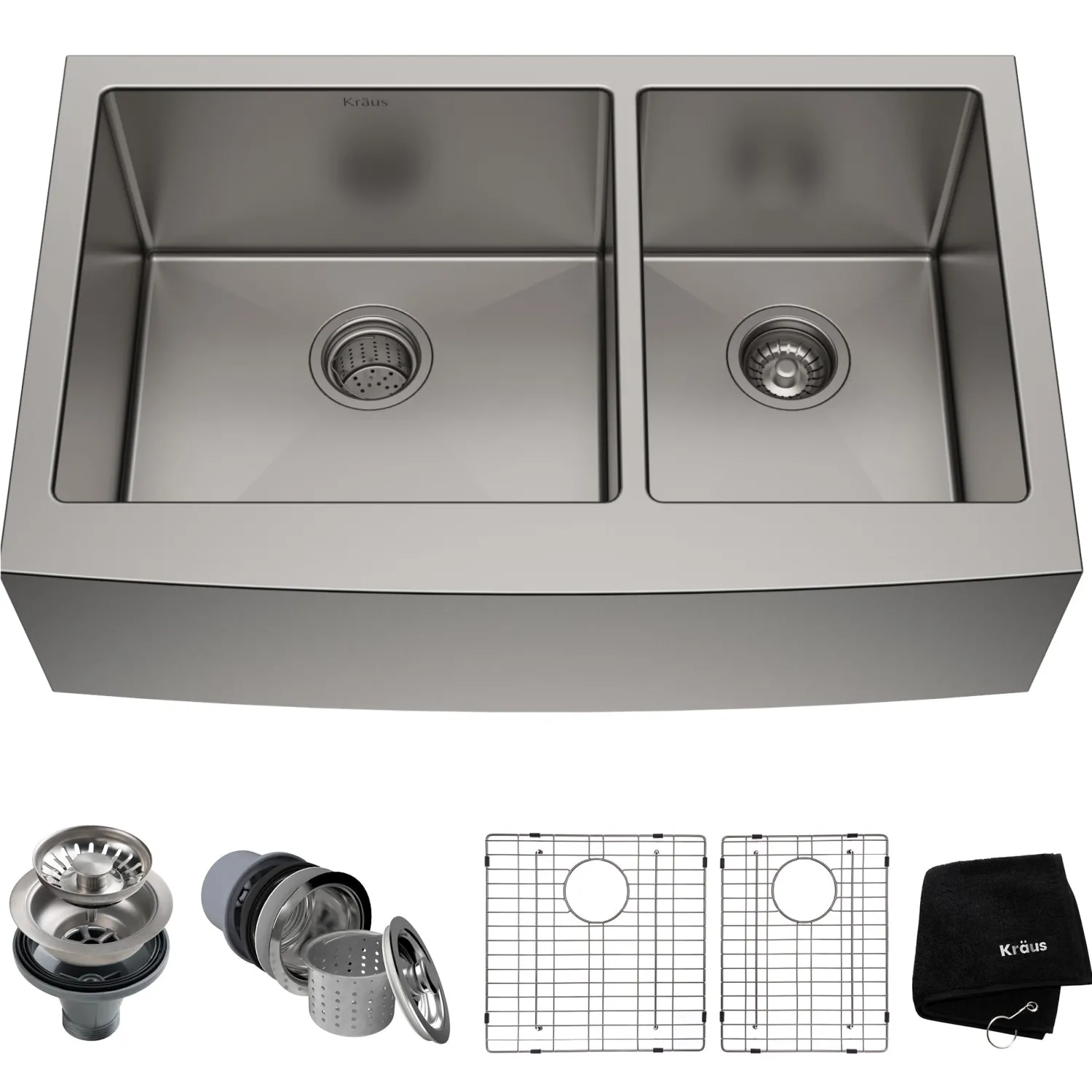 Hot Standart PRO 33" 16 Gauge 60/40 Double Bowl Stainless Steel Farmhouse Kitchen Sink Stainless Steel Sinks|Double Bowl Sinks