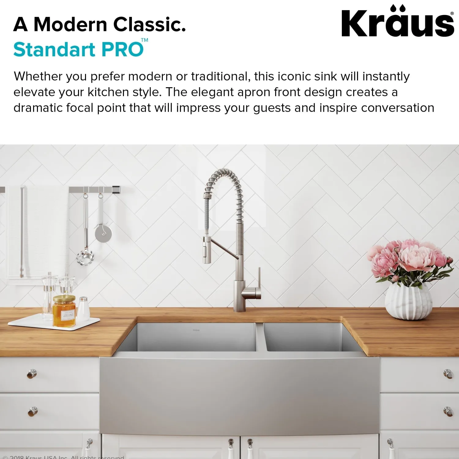 Hot Standart PRO 33" 16 Gauge 60/40 Double Bowl Stainless Steel Farmhouse Kitchen Sink Stainless Steel Sinks|Double Bowl Sinks