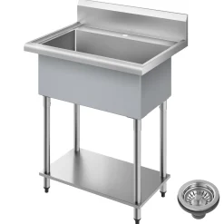 Outlet Standart Pro 32” 18-Gauge Stainless Steel Single Bowl Commercial Style Laundry Utility Sink Kraus Free Standing Utility Sinks|Laundry & Utility Sinks