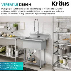 Outlet Standart Pro 32” 18-Gauge Stainless Steel Single Bowl Commercial Style Laundry Utility Sink Kraus Free Standing Utility Sinks|Laundry & Utility Sinks