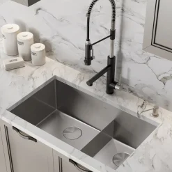 New Standart PRO 32" 16 Gauge Undermount 60/40 Low Divider Double Bowl Stainless Steel Kitchen Sink Stainless Steel Sinks|Double Bowl Sinks