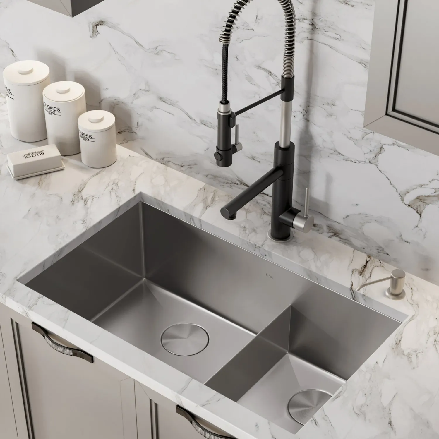 New Standart PRO 32" 16 Gauge Undermount 60/40 Low Divider Double Bowl Stainless Steel Kitchen Sink Stainless Steel Sinks|Double Bowl Sinks
