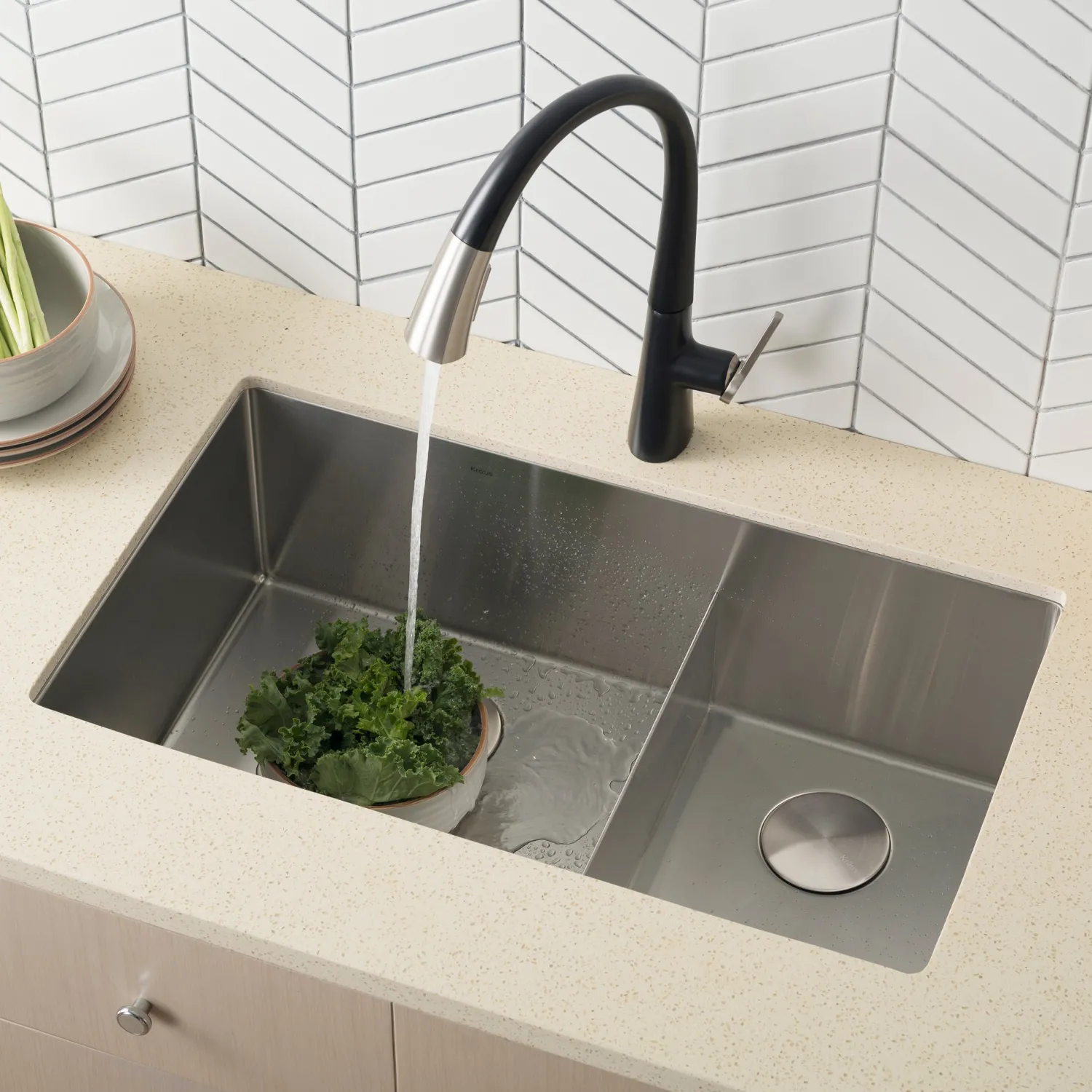 New Standart PRO 32" 16 Gauge Undermount 60/40 Low Divider Double Bowl Stainless Steel Kitchen Sink Stainless Steel Sinks|Double Bowl Sinks
