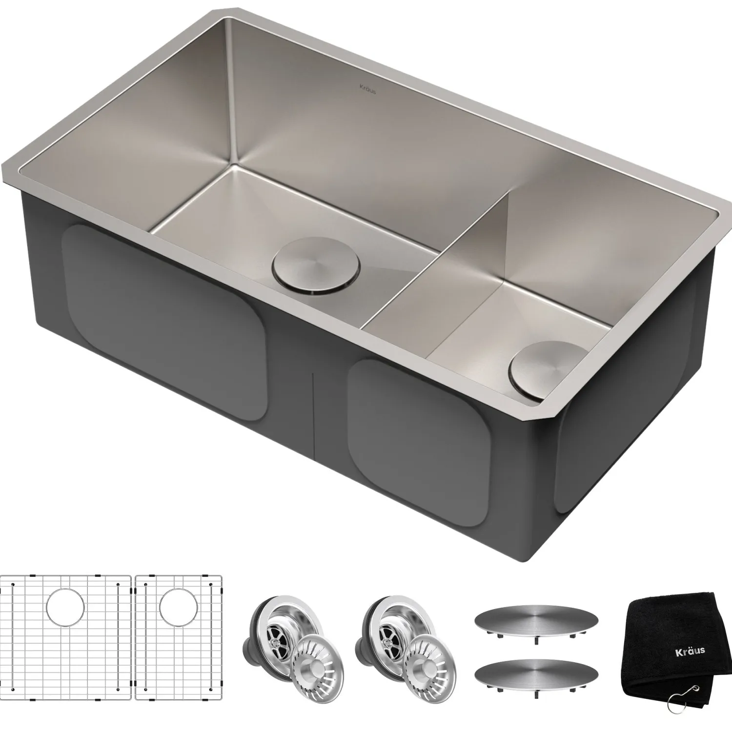 New Standart PRO 32" 16 Gauge Undermount 60/40 Low Divider Double Bowl Stainless Steel Kitchen Sink Stainless Steel Sinks|Double Bowl Sinks