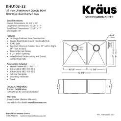 Clearance Standart PRO 33" Undermount 60/40 Double Bowl Stainless Steel Kitchen Sink Stainless Steel Sinks|Double Bowl Sinks