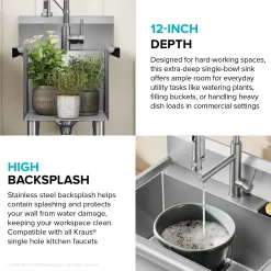 Outlet Standart Pro 19” Wide Stainless Steel Laundry Utility Sink Kraus Free Standing Utility Sinks|Laundry & Utility Sinks