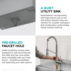 Outlet Standart Pro 19” Wide Stainless Steel Laundry Utility Sink Kraus Free Standing Utility Sinks|Laundry & Utility Sinks