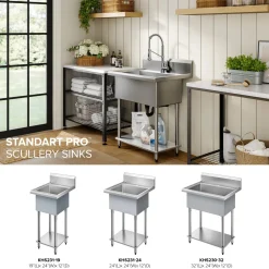Outlet Standart Pro 19” Wide Stainless Steel Laundry Utility Sink Kraus Free Standing Utility Sinks|Laundry & Utility Sinks