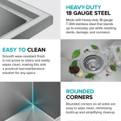 Outlet Standart Pro 19” Wide Stainless Steel Laundry Utility Sink Kraus Free Standing Utility Sinks|Laundry & Utility Sinks