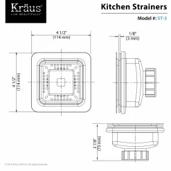 New ST-3 Square Stainless Steel Strainer Sink Drains, Disposer Flanges & Air Gaps
