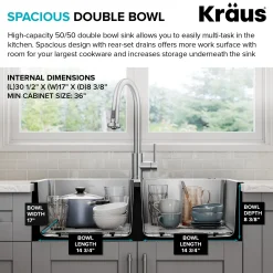 33” Topmount Double Bowl Stainless Steel Kitchen Sink Drop-In / Top Mount Sinks|Double Bowl Sinks