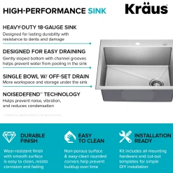 Online 25” Topmount Single Bowl Stainless Steel Kitchen Sink Drop-In / Top Mount Sinks|Stainless Steel Sinks