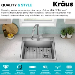 Online 25” Topmount Single Bowl Stainless Steel Kitchen Sink Drop-In / Top Mount Sinks|Stainless Steel Sinks