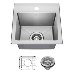 Best 15” Topmount Single Bowl Stainless Steel Kitchen Bar Sink Sinks For Tight Spaces|Bar / Prep Sinks