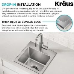 Best 15” Topmount Single Bowl Stainless Steel Kitchen Bar Sink Sinks For Tight Spaces|Bar / Prep Sinks