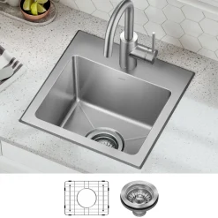 Best 15” Topmount Single Bowl Stainless Steel Kitchen Bar Sink Sinks For Tight Spaces|Bar / Prep Sinks