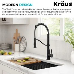 Clearance Torak Single Handle Pull Down Kitchen Faucet in Matte Black Single Hole