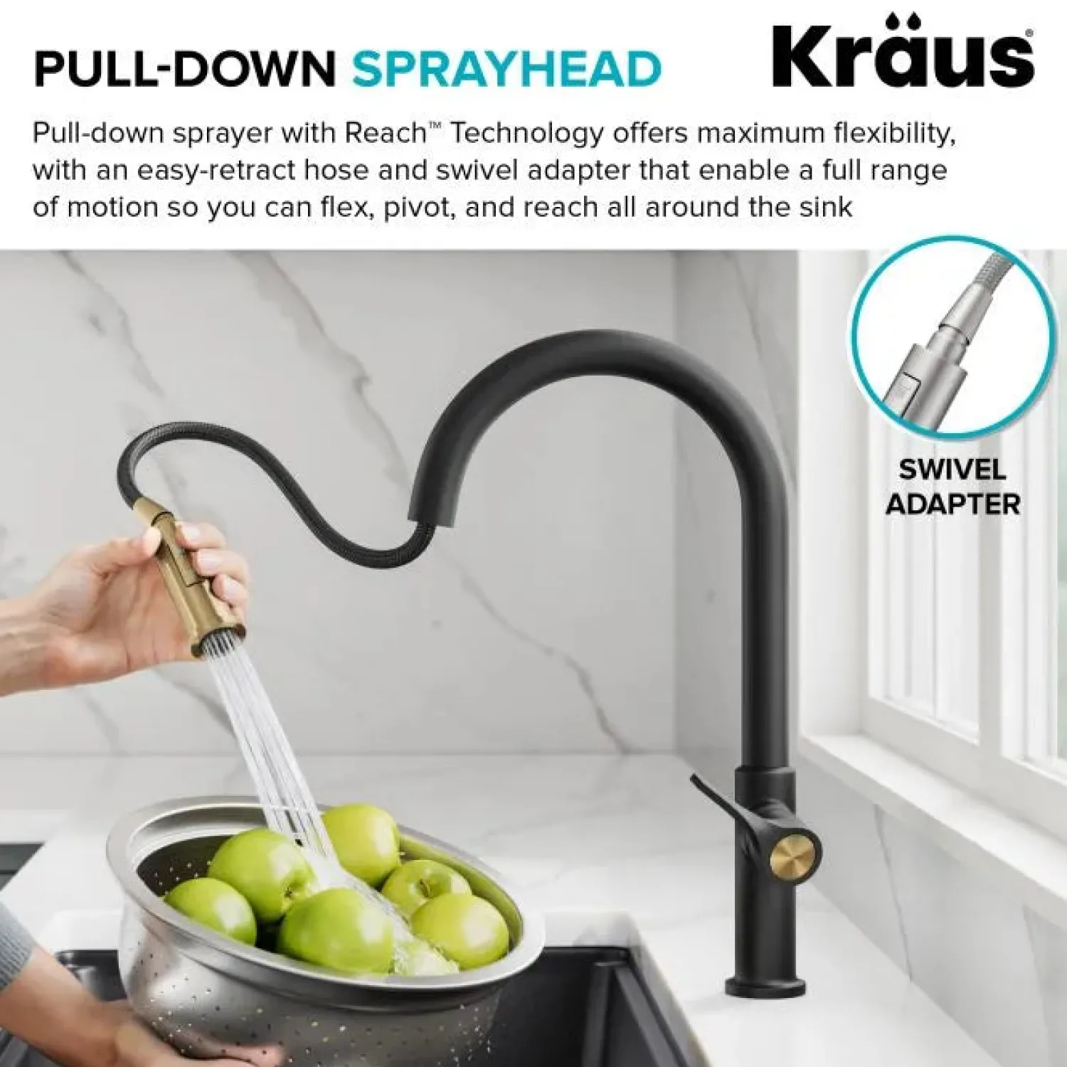 New Torak Single Handle Pull Down Kitchen Faucet in Matte Black Single Hole