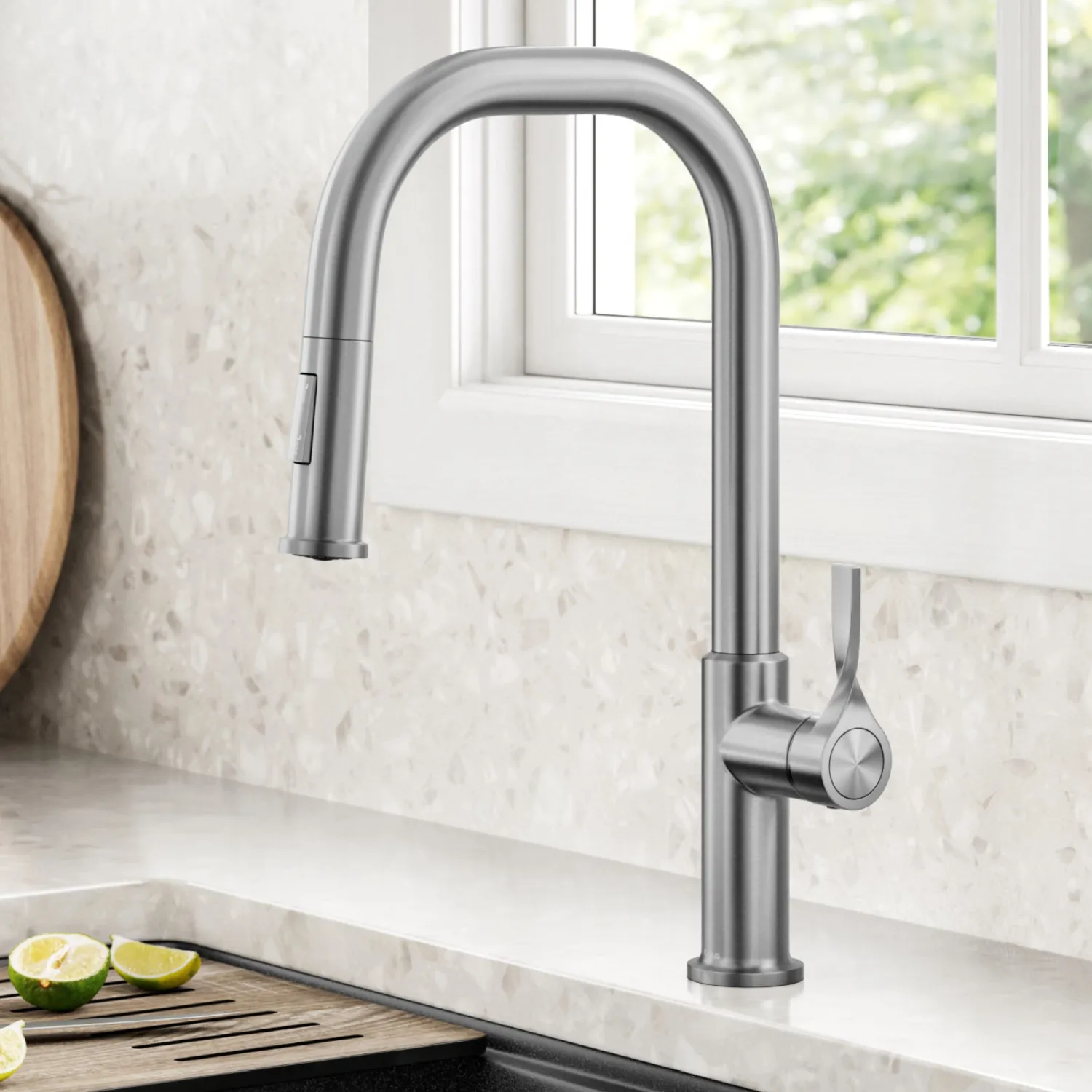 Hot Torak Single Handle Pull Down Kitchen Faucet in Spot-Free Stainless Single Hole