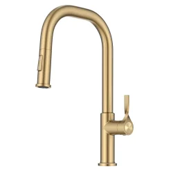 Sale Torak Single Handle Pull Down Kitchen Faucet in Brushed Brass Single Hole