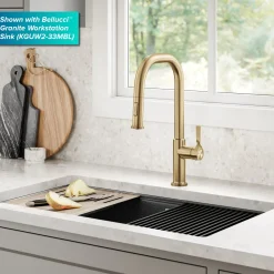 Sale Torak Single Handle Pull Down Kitchen Faucet in Brushed Brass Single Hole