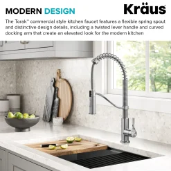 New Torak Single Handle Pull Down Kitchen Faucet in Spot-Free Stainless Single Hole